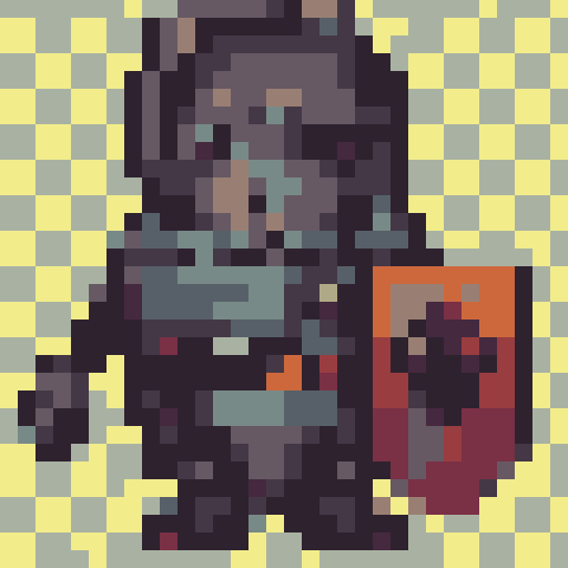 dark souls-like knight, brown-haired, no helmet, wielding a sword and shield, shield embossed with a golden "V", fantasy RPG