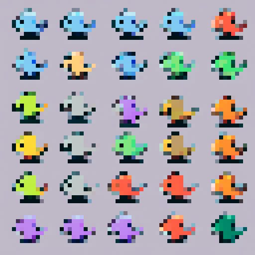 create a bunch of dinos sprites from all angels (same sprite)