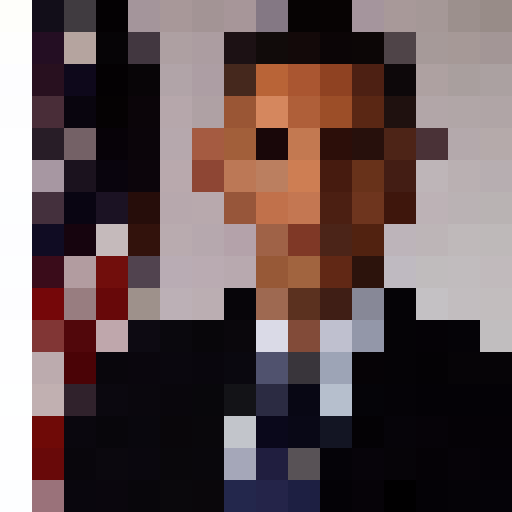 Woman doctor with big purple eyes, wearing a stethoscope, in a close-up pixel art style portrait reminiscent of a game icon