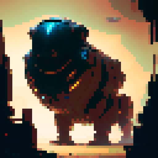 bold, fierce, yet slightly adorable robot with glowing eyes