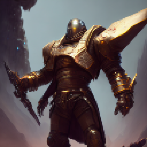 Zippered, armored warrior with intense eyes and a gleaming sword in hand, confronting an imposing fortress nestled in a magical, mythic realm, rendered in a dynamic, high-fantasy RPG aesthetic.