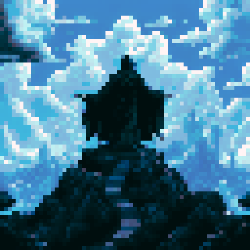 Black-haired figure, looming ominously in a billowing black robe, Game asset