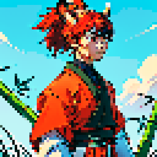 Samurai Benjie, an anthropomorphic teenage red panda with a kind and extroverted personality. He stands upright on two legs, combining realistic animal features with human characteristics, similar to the style of Zootopia crossed with the enchanting artistry of Miyazaki films. Benjie wears traditional samurai armor adapted for his red panda form—lightweight with bamboo elements, intricate patterns, and decorative accents. He holds his slingshot at his side, and his expression is friendly