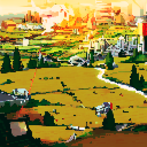 Heroes facing the sunset standing in a flourishing fields with lush greenery wind turbines and solar panels