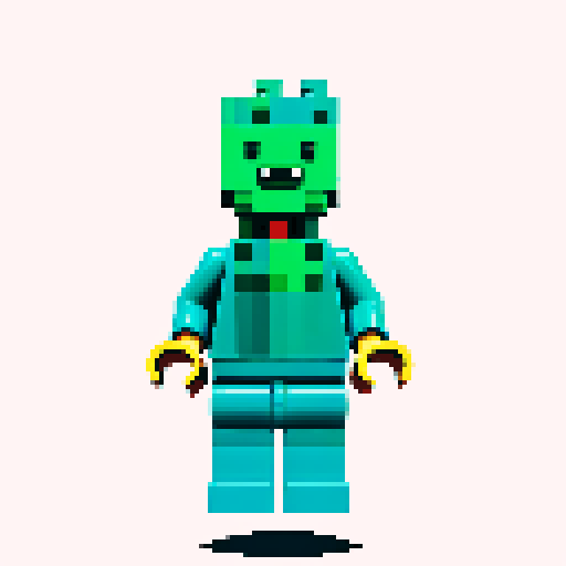 lego pixel, vibrant colors, blocky shapes, small plastic bricks, isometric perspective, retro video game, low resolution, 8-bit graphics, sharp edges, square grid, limited color palette, nostalgic feel, brick-built characters, iconic lego logo, digital recreation, detailed textures, crisp lines, simplified forms, nostalgic gaming vibes rainbow color body 