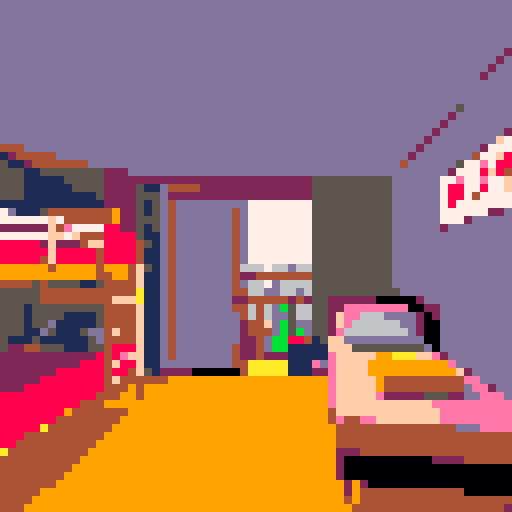 a dorm room with lots of bunk beds, in an underground emergency bunker.