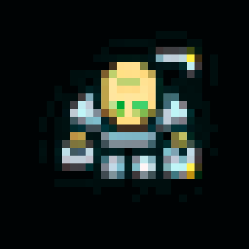 combat drone, humanoid, robotic, sleek, metallic, pixel-art