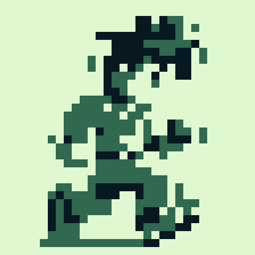 Megaman style, 8-bit pixel art. young man in run cycle with sprites. Sprite sheet. Action. messy hair, slacker vibe. low resolution. 