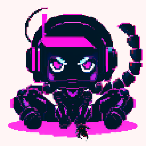 full body cute cyberpunk scorpion with human head, human head is from anime inspired character with vibrant hair, expressive eyes, and a playful smile