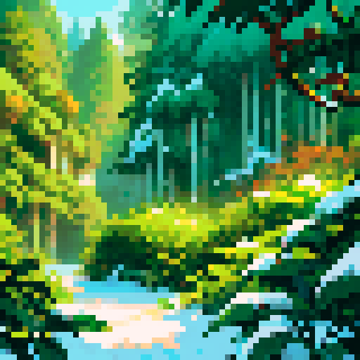 Snow covered jungle, towering jungle trees, thick vines, pixel art style, vibrant colors, intricate details, nostalgic aesthetic, sRGB color space