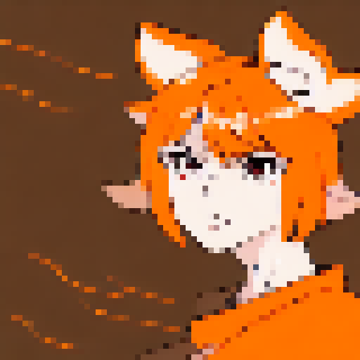 Kitsune girl, orange and white colors
