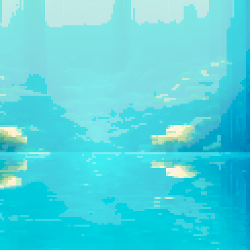 water ripples, tall pillars, pristine surface, sparkling pool, vibrant colors, sRGB palette, pixelated art, detailed background