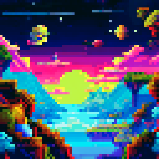 Space Galaxy pixelated landscapes