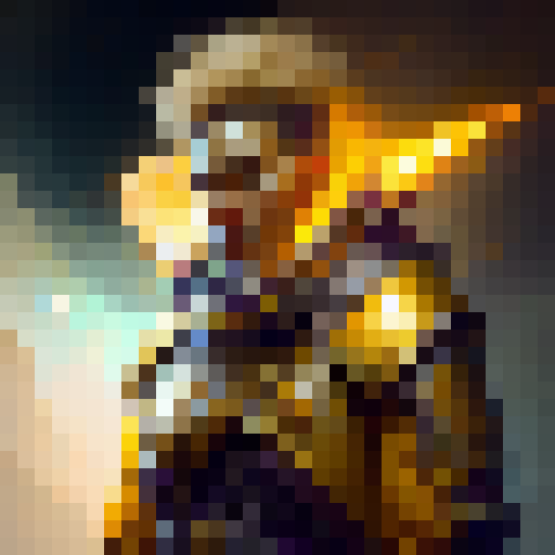 Paladin with a holy shield, vibrant energy and crackling lightning swirling his head, vivid holy golden colors