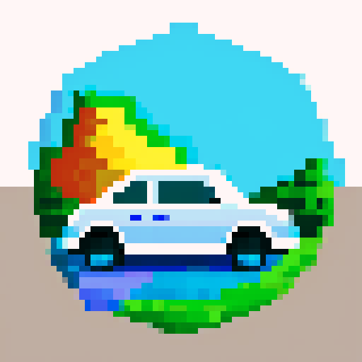 pixel car, landscape