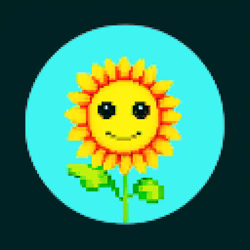 sunflower with smiling face, full height