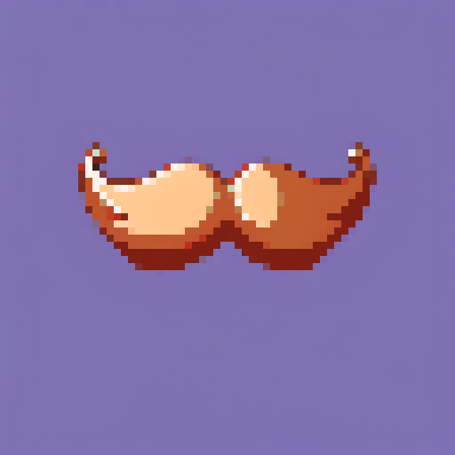 half of a giant copper mustache on a solid color background
