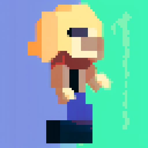 pixelated, retro, 8-bit, concept drawing of a male character