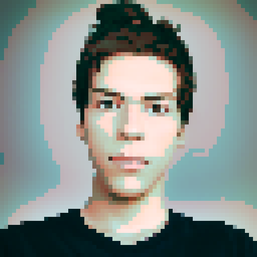 Cartoonish pixel art profile picture, no background