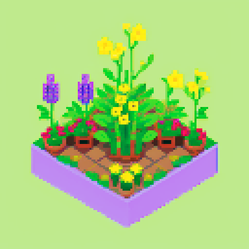 Flowers and lavender plants growing