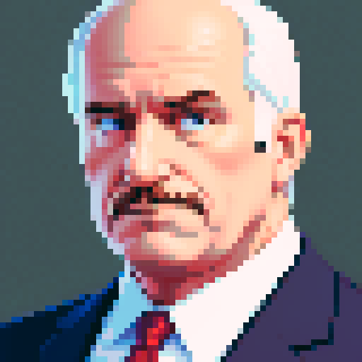 portrait, sprite art, old, middle aged man, office worker, boss, stern, dignified, shoulders up