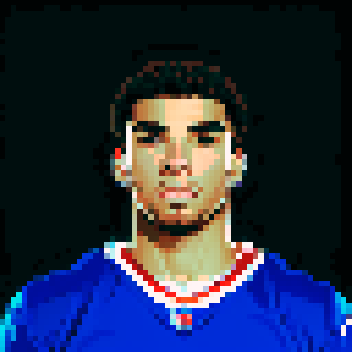 nfl football player, profile view, forward-facing, wearing jersey, no helmet, game icon style, 32x32 pixel art, sRGB, skillful expression, close-up portrait