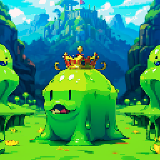Gelatinous cube, Slime, wearing crown