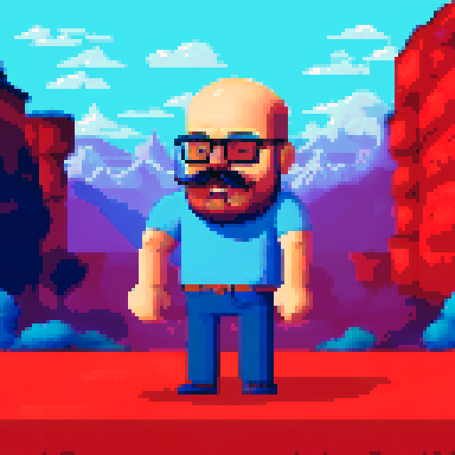 Bald bearded man with a big mustache without a shirt with a bag between his arms