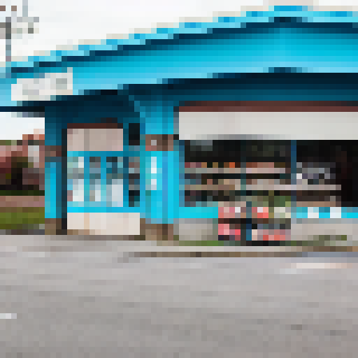 A convenience store with light blue branding in a nice neighborhood 