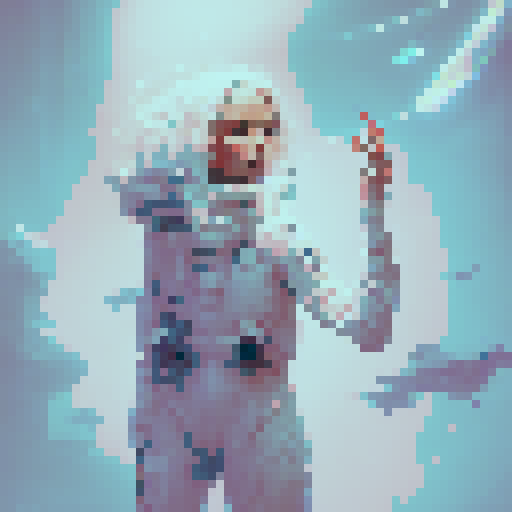 white clothes, green hair