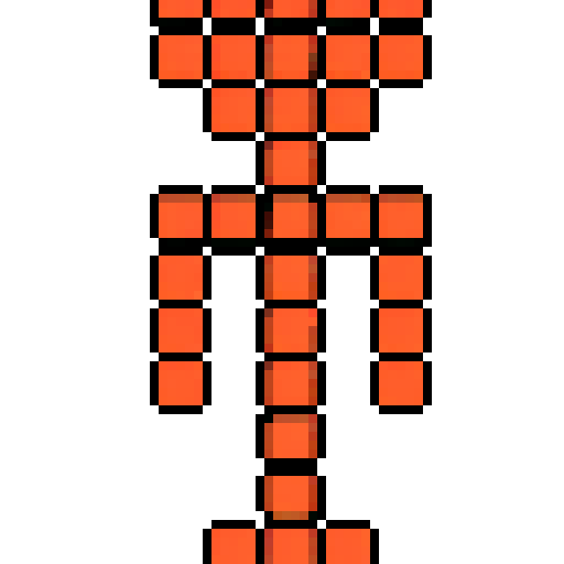 This pixelated character is the protagonist. That's his identifiable representation. However in the game I want to add some more detail and style, but making sure to obviously still be identifiable as this simple character.