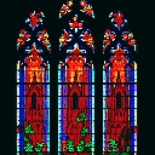 a gothic cathedral stained glass window dark background with vibrant stained glass