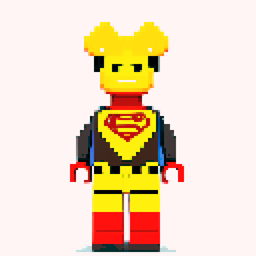 superman, lego, pixel art, vibrant colors, blocky design, sRGB