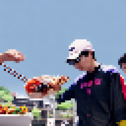 Colorful veggies and juicy meats sizzle in a steamy pan as chopsticks hover above, ready to dive into the mouth-watering stir-fry in a vibrant, dynamic anime style.