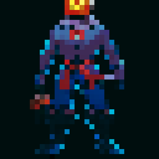 A headless horsemen character. This will be the player character. They have a pumpkin for their head. In some versions it will be without the head and will hold the pumpkin in its hands. But this version the player should have the pumpkin head. Headless horsemen also ride horses but I don't want that for this version.

The head should be clearly visible. The body should be short, with the body being about the same size as the head, maybe smaller, like in Mario games.