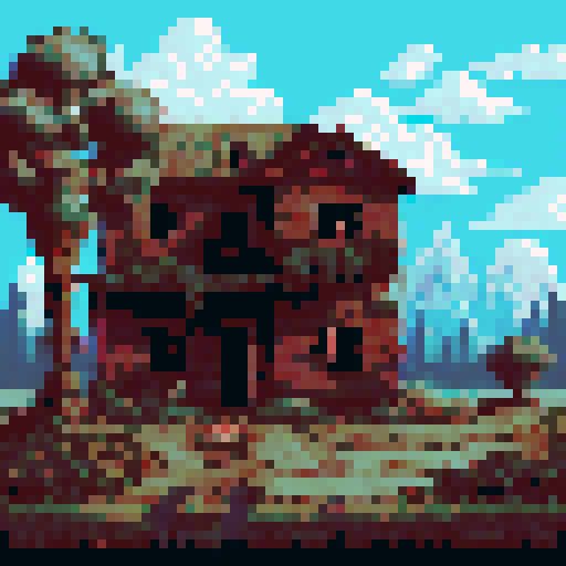 Create a sunset scene in a desolate, abandoned, overgrown, post-humanity countryside where artifacts of human presence are crumbling and rusting away to time.
