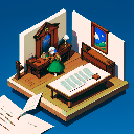  block, wood, isometric, medieval, writing table, feather pen, ink, paper, papers, royal seal, law,