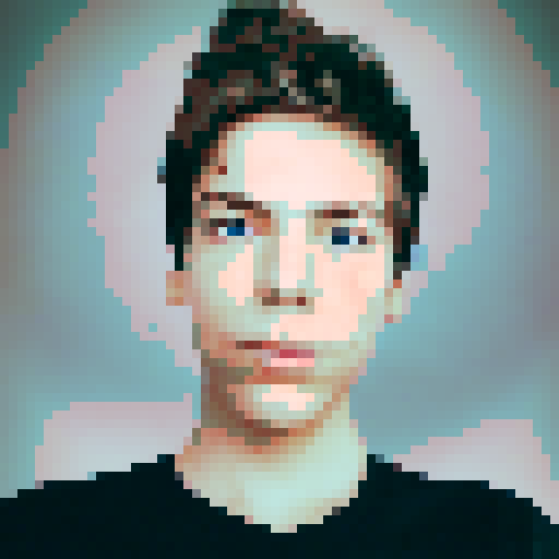 Cartoony retro pixel art profile picture portrait, blue eyes