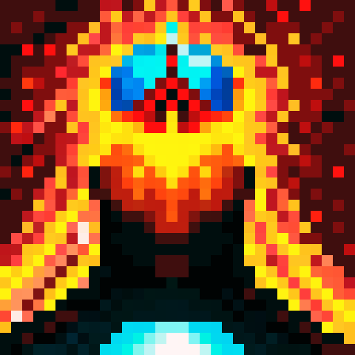 tower of flame, reference palette, game icon, 32x32 pixel art, RGB, skill art