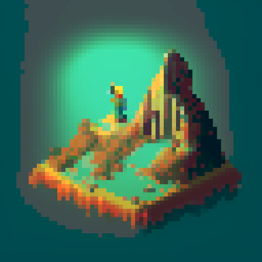 retro gaming, pixel art, geek, mountain, player, fantasy, chill, contemplation, music, metal, guitar