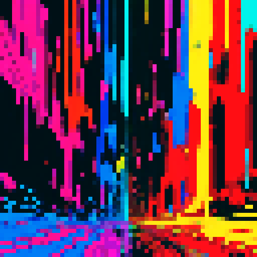 A (((drip abstract painting))), vibrant ((neon colors)) cascading in a fluid motion across a (minimalist canvas)