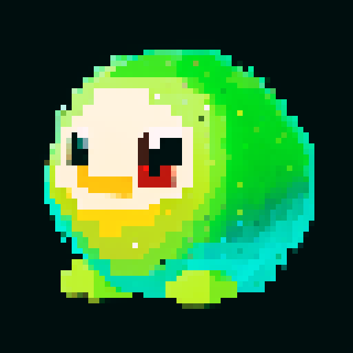A sparkling, semi-transparent slime with a crystalline structure. It has shimmering facets, bright eyes, and a cheerful smile, with light reflecting inside. No background.
