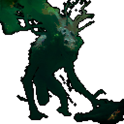 A walking tree monster, several long limbs on his head and arms
