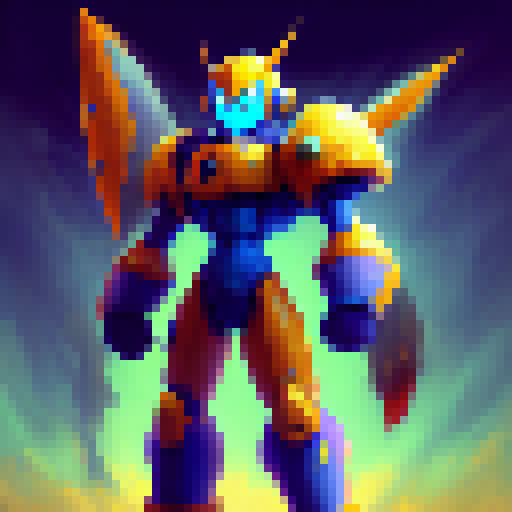 Warrior in the style of megaman
