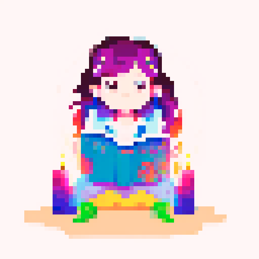 Colorful Illustration of a charming young witch with a boho vibe, reading a crystal ball, viewed from the client's perspective, mystical atmosphere with candles and herbs