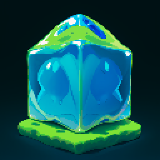 Blue Slime cube, Gelatinous cube, giant Slime, big slime, big slime cube