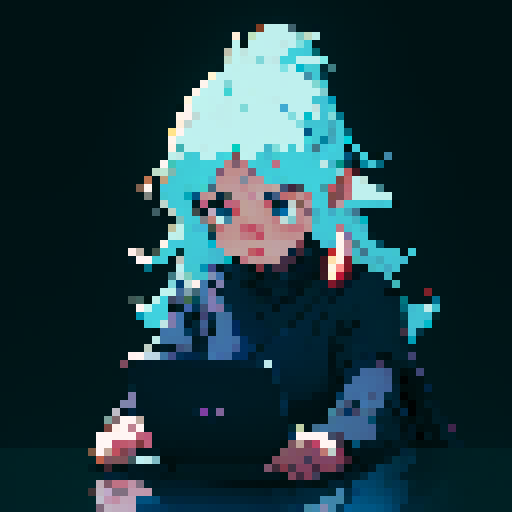 Glowing chat bubble, connected laptops, retro pixel art style, minimalist design, soft muted colors, plain black background, calm focused atmosphere