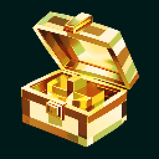 diamond treasure chest, shiny, pixel art, sRGB