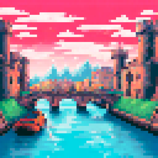 A city made of castles of white stone connected by canals and aqueducts, bright day