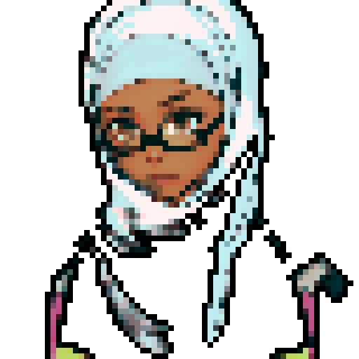 Teenage black girl with white hijab and Glasses